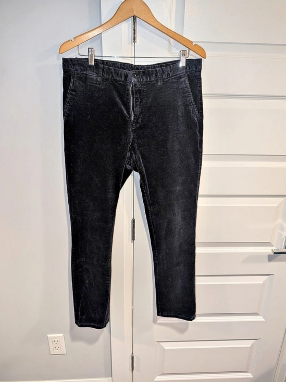 Burberry Corduroy Straight Leg Pants in Black Waist 35